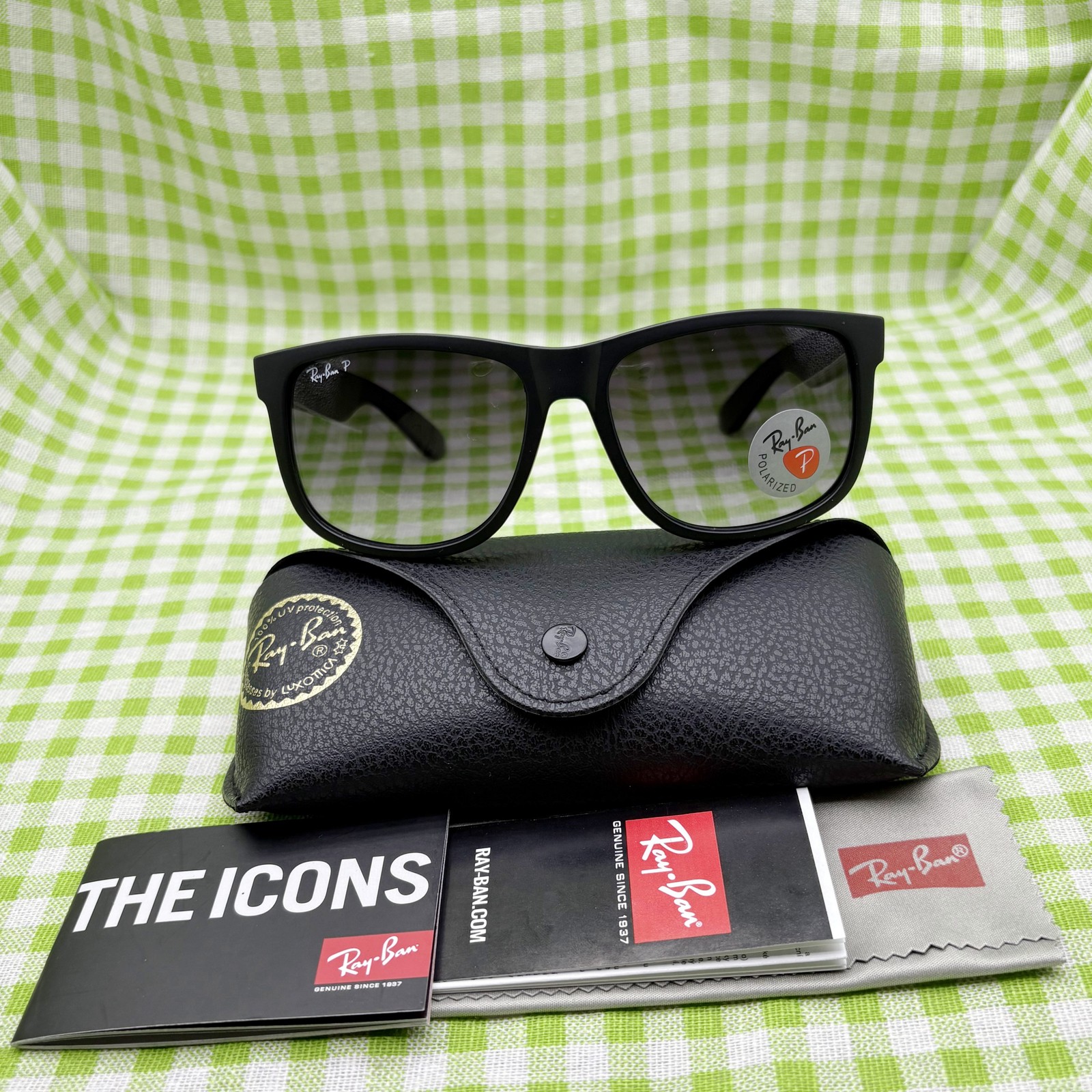 2026 New Men’s Sunglasses RB4165 55mm Ray-Ban Justin Rubber Black Grey Gradient