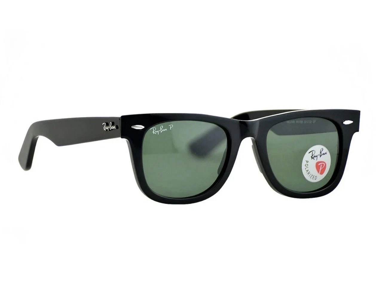 Ray-Ban Sunglasses RB2140 Original Wayfarer Black Frame Green Lenses 50mm Unisex