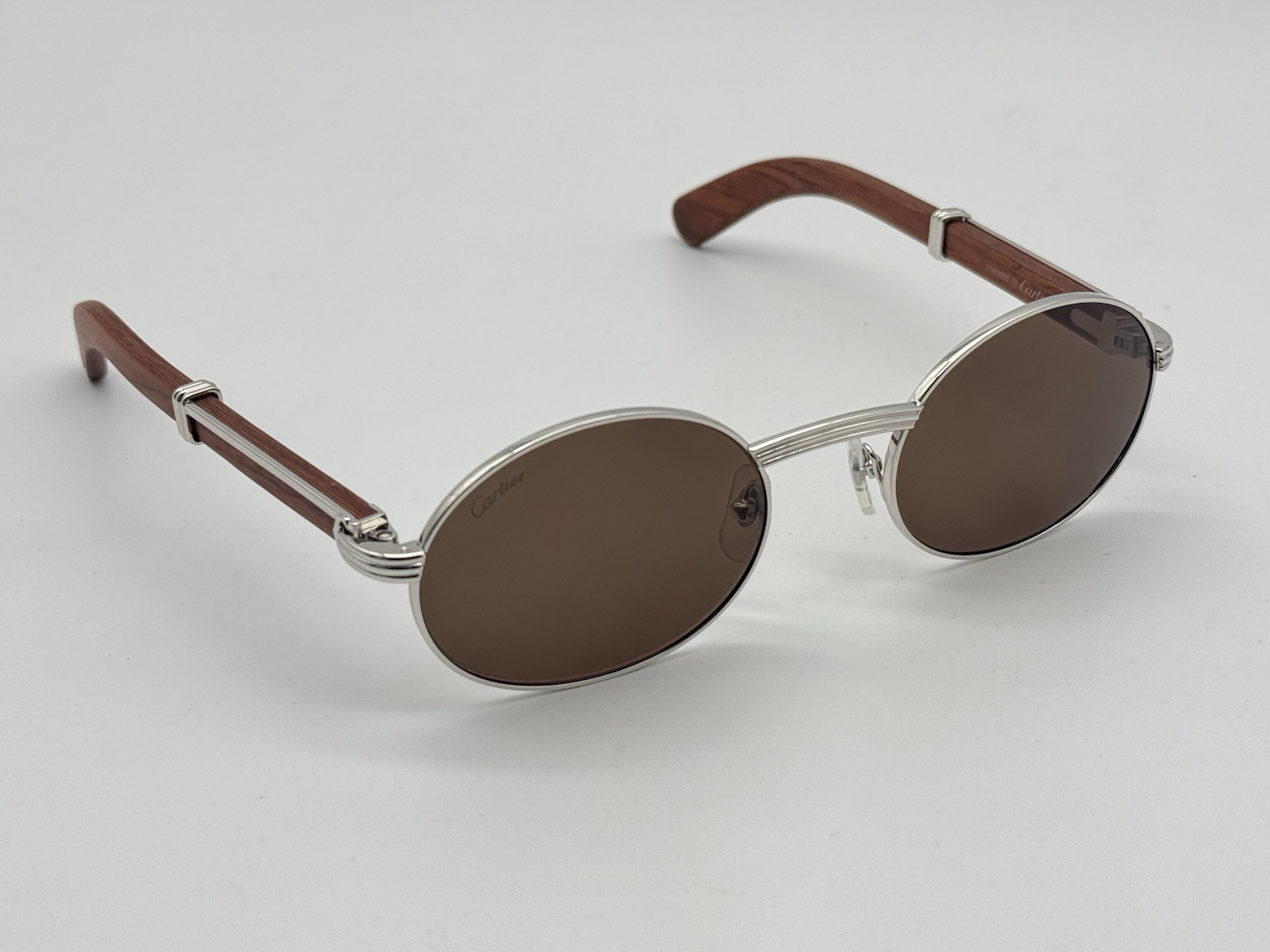 PREMIERE DE CARTIER C DECOR BROWN WOOD FULLRIM OVAL SUNGLASSES NEW GENUINE $3400