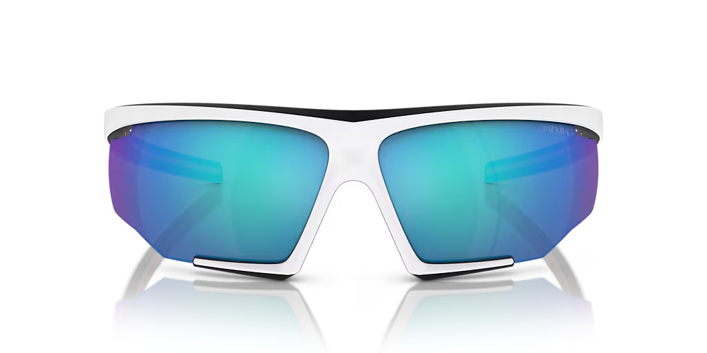 Prada Sunglasses PS07YS 15K08R White Frame / Blue Mirror Lens 76mm NEW