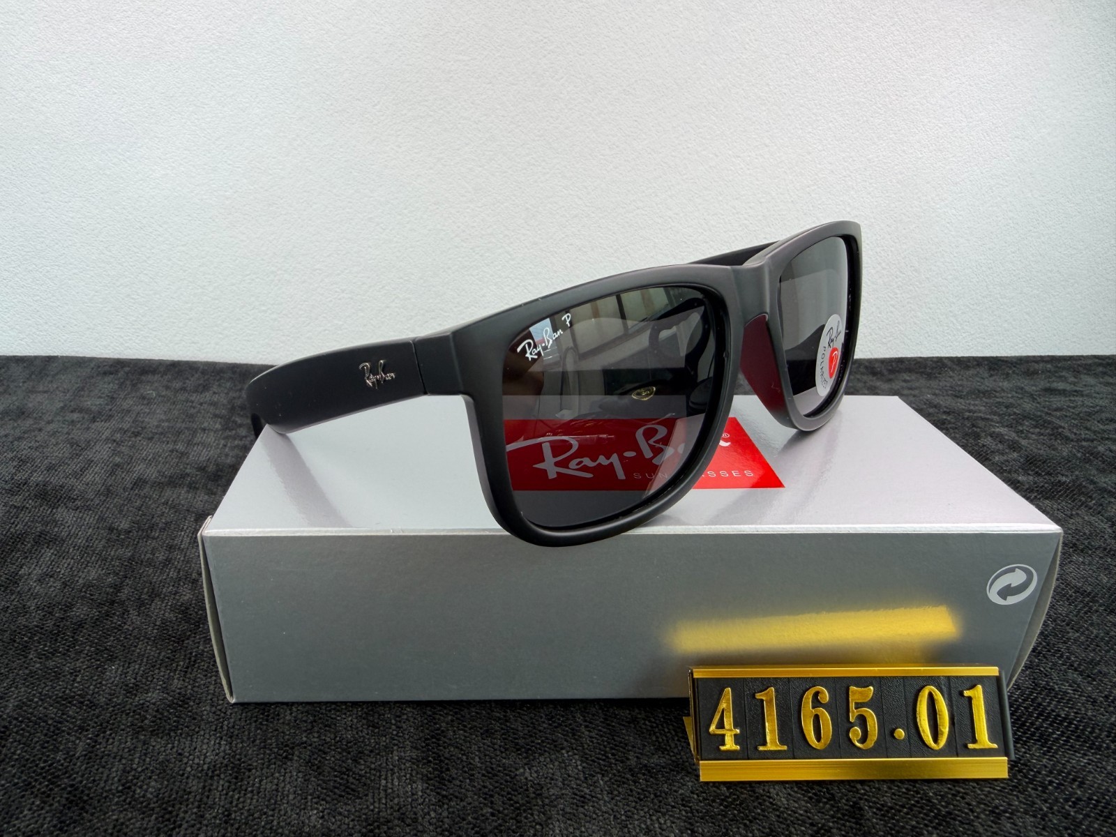 RAY-BAN RB4165 Justin Sunglasses Black Frame Polarized Grey Lens