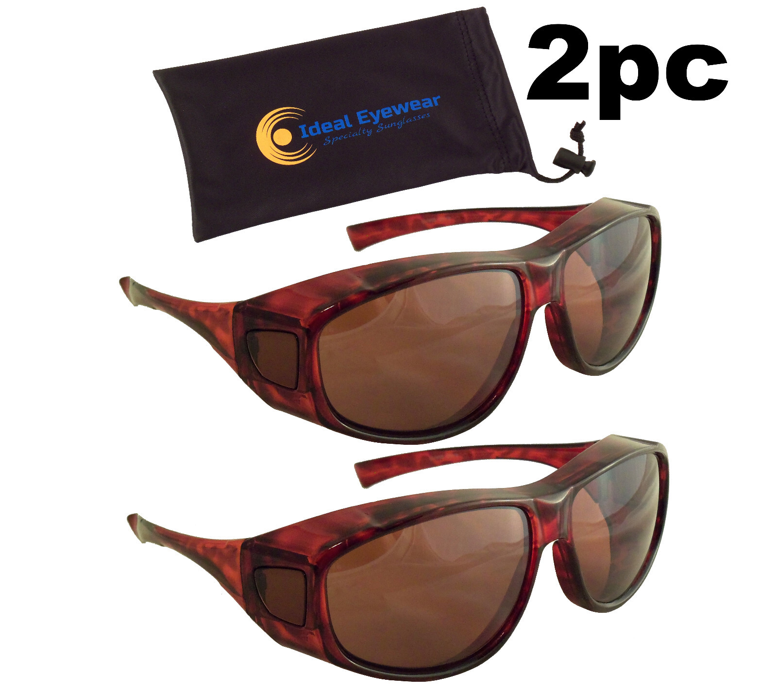 2 PAIRS Blue Blocker Blocking Fit Over Sunglasses Wear Over Glasses Mens Large