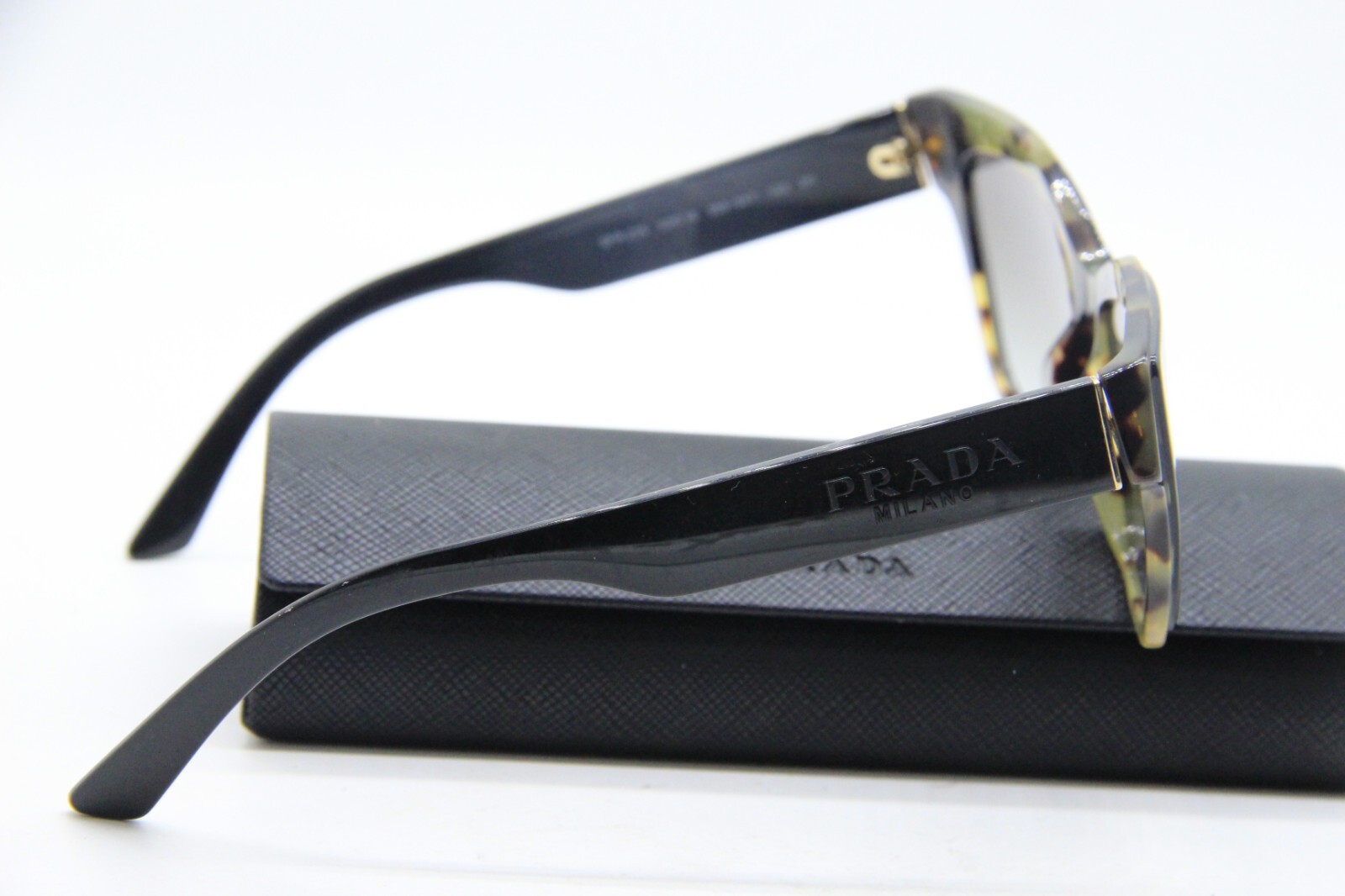 NEW PRADA SPR 23X 389-0A7 BLACK HAVANA GREN AUTHENTIC SUNGLASSES W/CASE 53-16