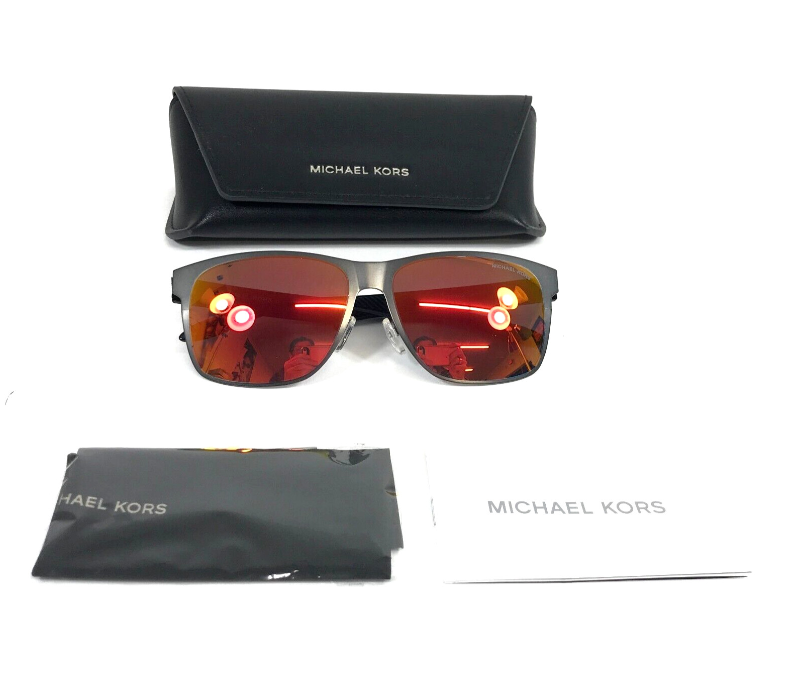 Michael Kors Sunglasses MK1103 Kodiak 10036Q Matte Gunmetal Safety Orange Lenses