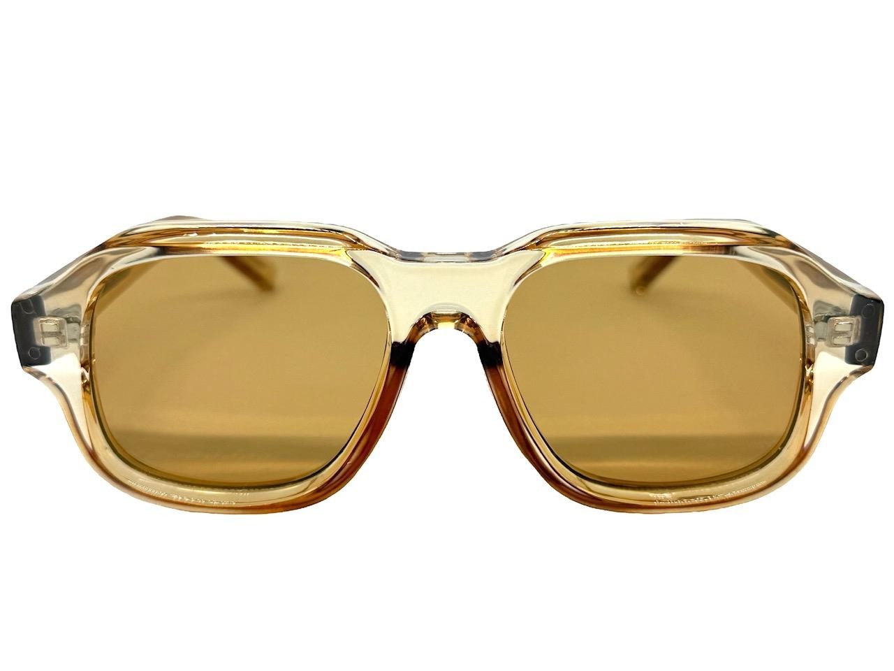 Men Classic Hardcore Vintage Retro Style SUNGLASSES Thick Square Champagne Frame