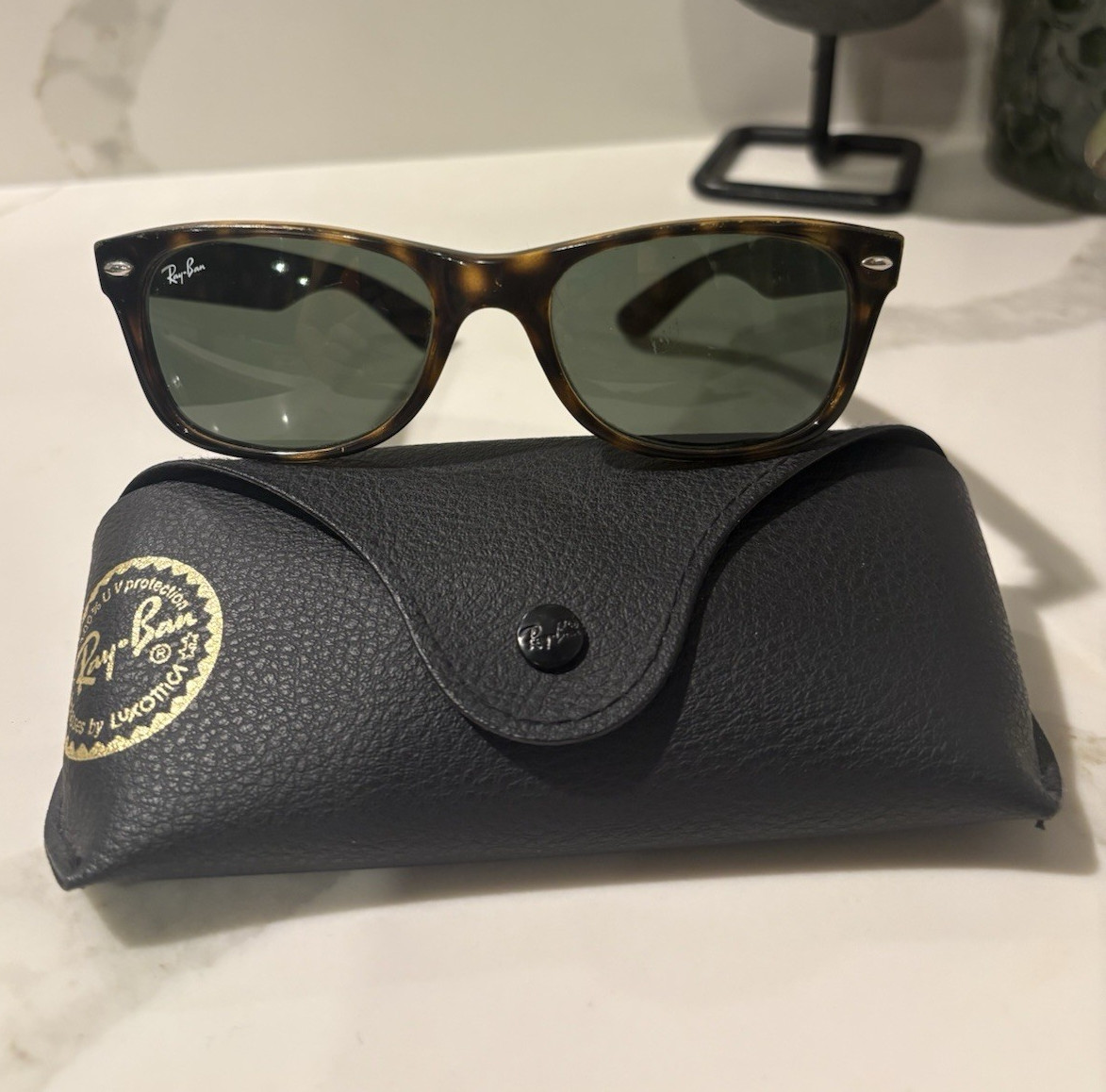 Ray-Ban RB2132 New Wayfarer Tortoise Green G-15 Sunglasses 52mm RB2132 902