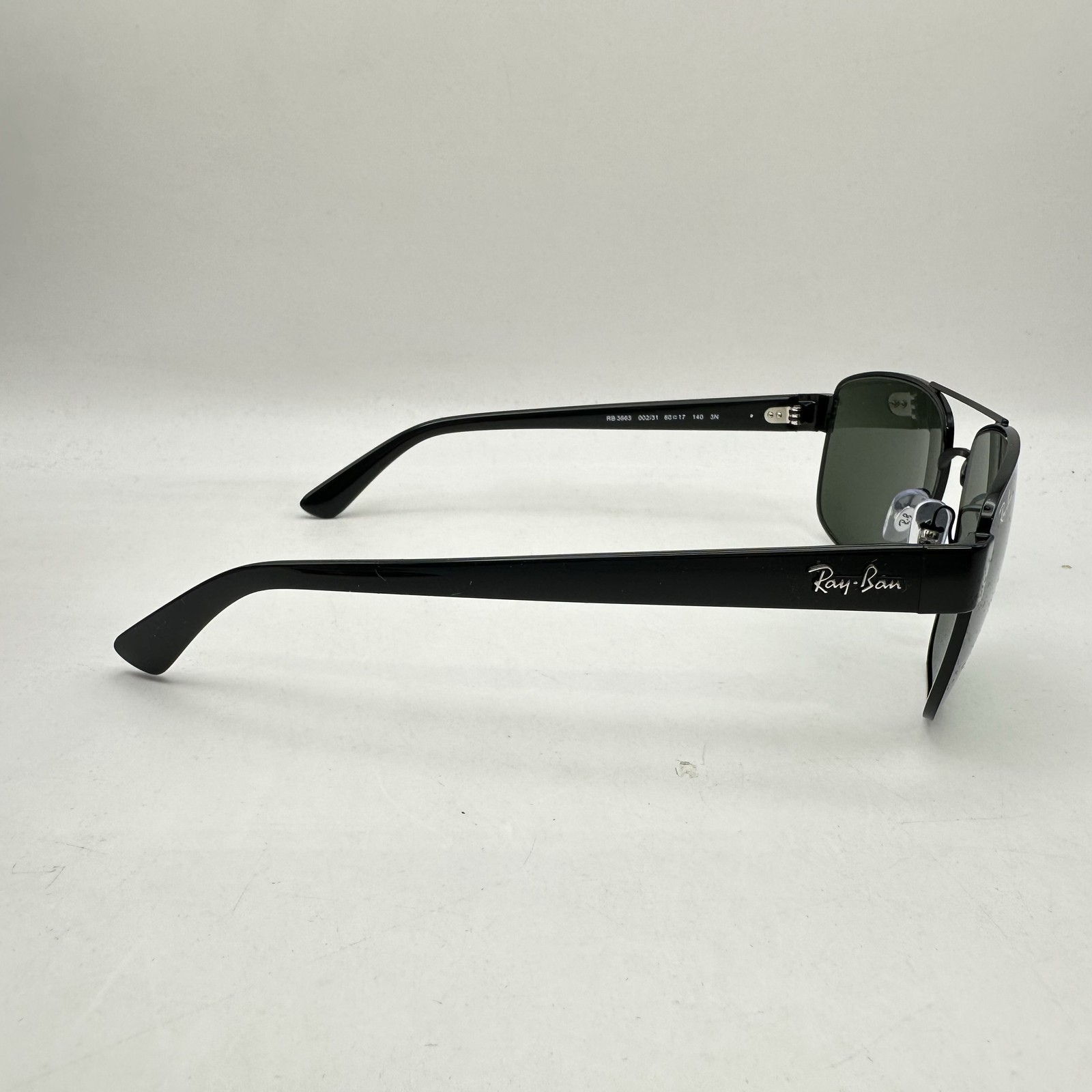 Ray Ban Mens Irregular Aviator Double Bridge Sunglasses RB3663 Black/Green