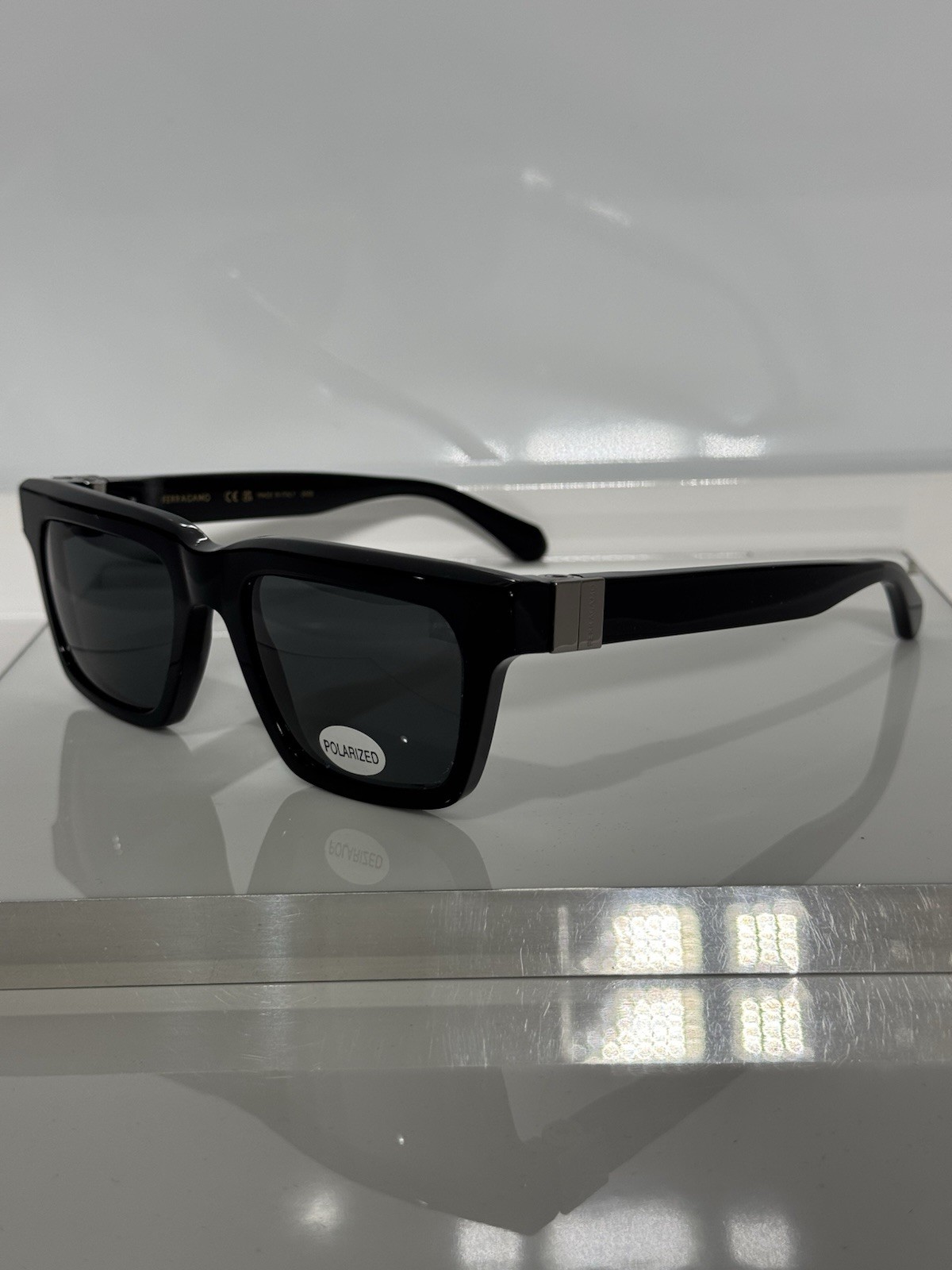 1of1 Salvatore Ferragamo SF2995 Black Chunky Acetate custom Polarized Sunglasses