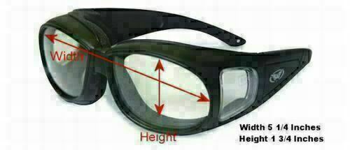 Padded Anti Fog Motorcycle Sun Glasses FIT OVER PRESCRIPTION RX GLASSES Fitover