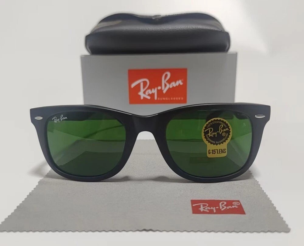 Ray-Ban Wayfarer RB2140 Sunglasses Gloss Black Frame G15 Green Lens