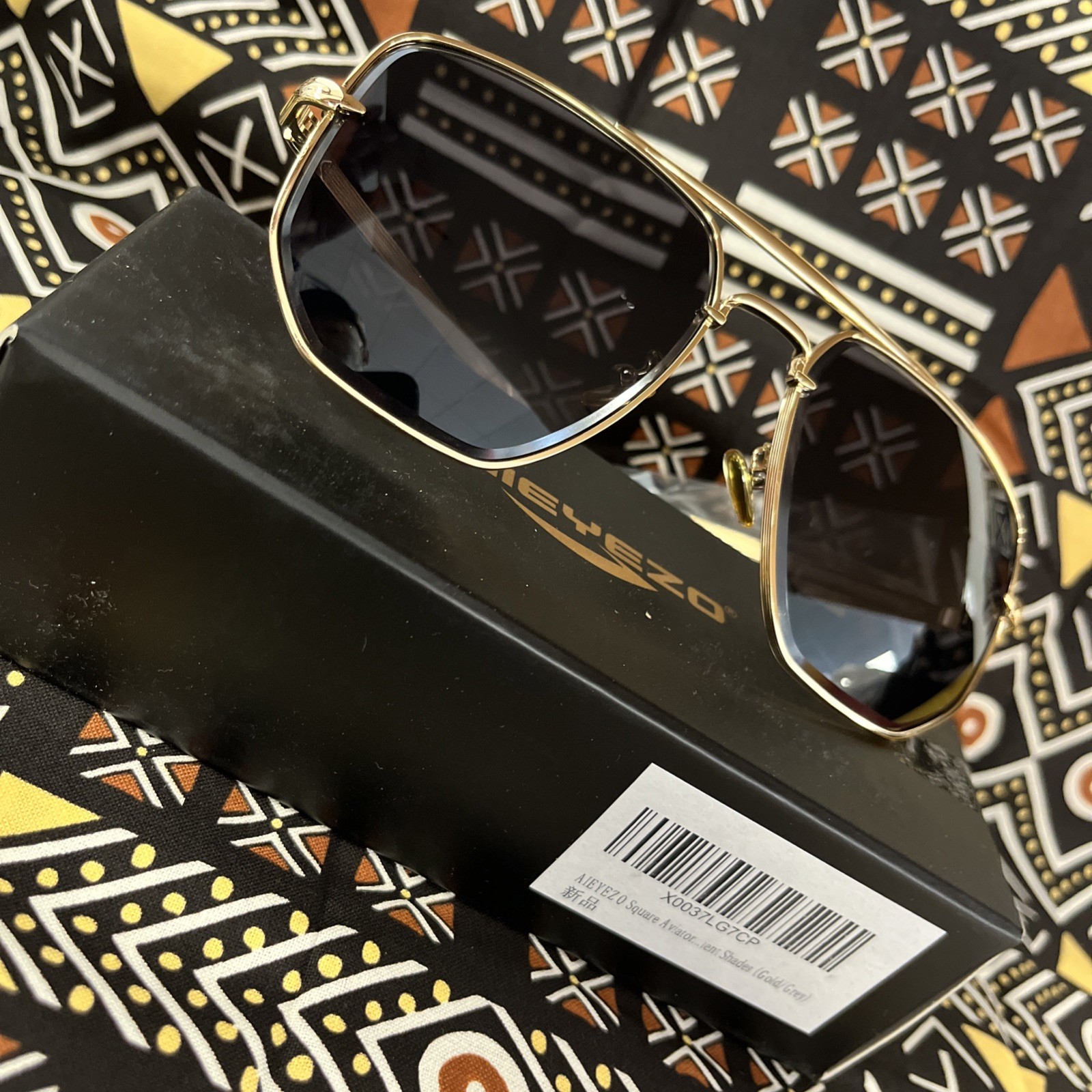 DESIGNINSPIRED Tony Stark EDITH SQUARE FRAME AVIATOR SUNGLASSES Gold Gradient