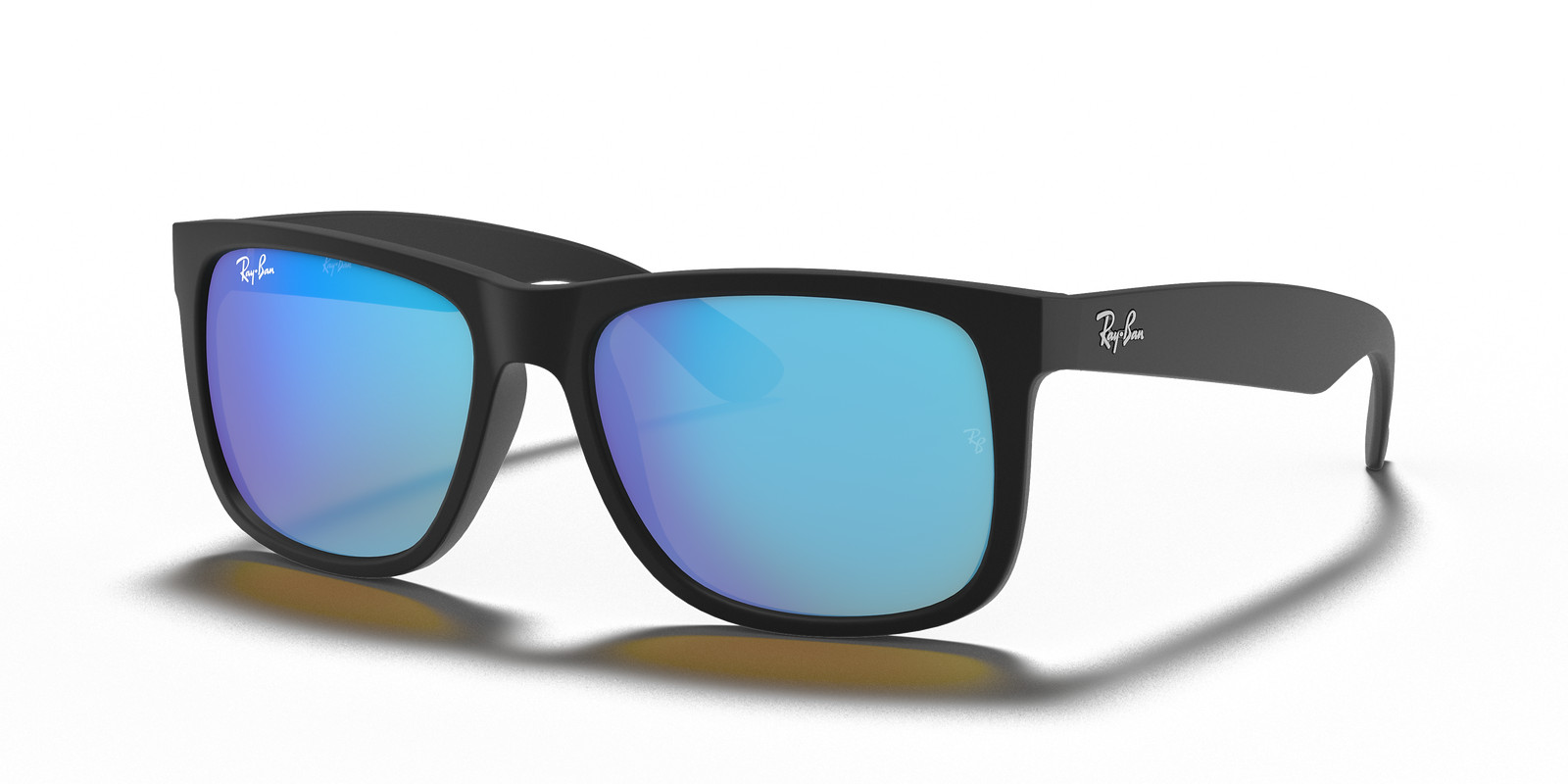 Ray-Ban Justin Color Mix Matte Rubber Black / Blue Mirror 54 mm Sunglasses