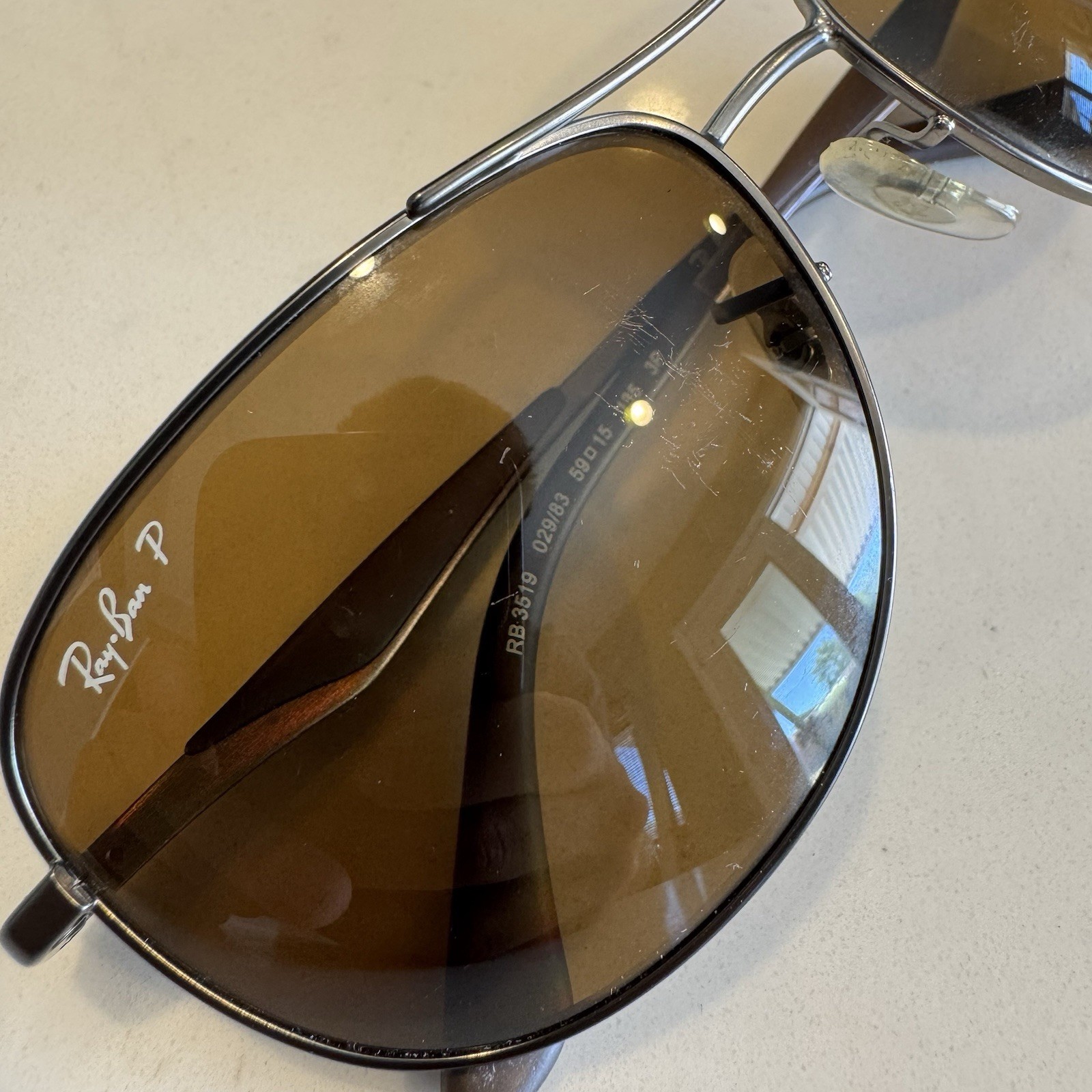 Ray Ban 59mm Matte Gunmetal POLARIZED Brown Lens Sunglass RB3519 029/83