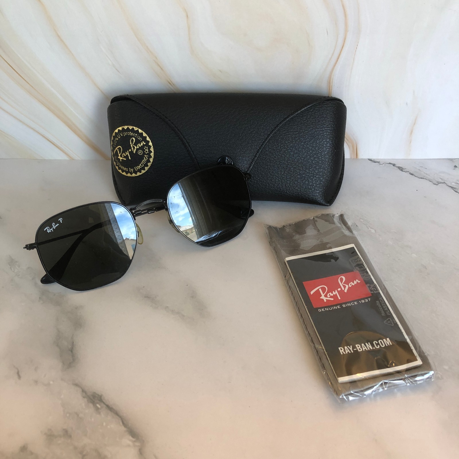 Ray-Ban Hexagonal RB3548N Polarized Sunglasses Black Green Classic 54mm