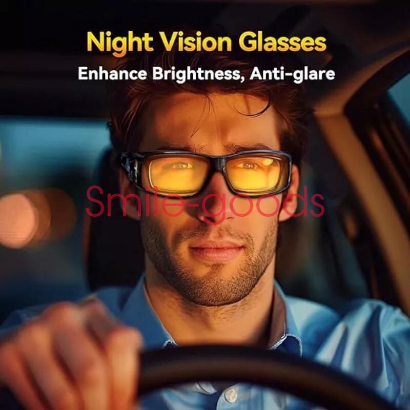 2 Pair HD Day Night Vision Glasses Driving Sports Wraparound Fit Over Sunglasses