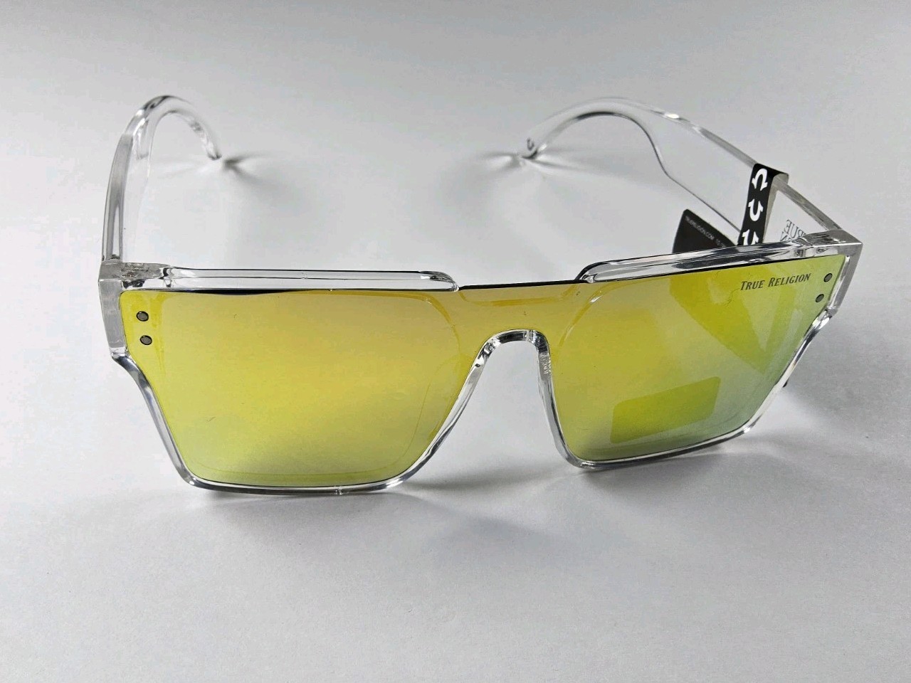 True Religion 100% UV Protection Logo Shield Reflective Sunglasses