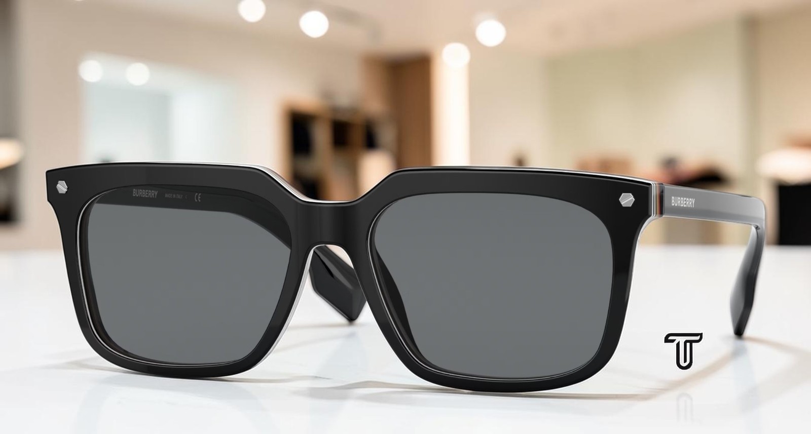 BURBERRY BE4337F 379887 Carnaby Black Dark Grey 56 mm Men’s Sunglasses