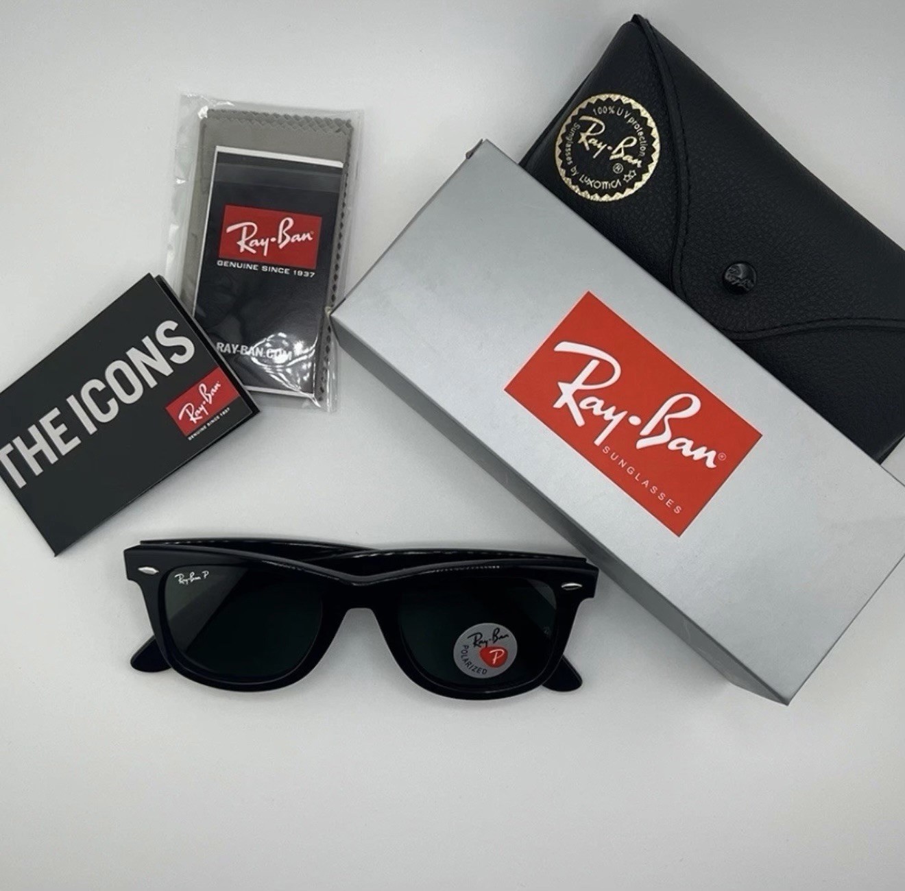 Ray-Ban Original Wayfarer Classic Black Polarized Sunglasses RB2140 901/58 50mm