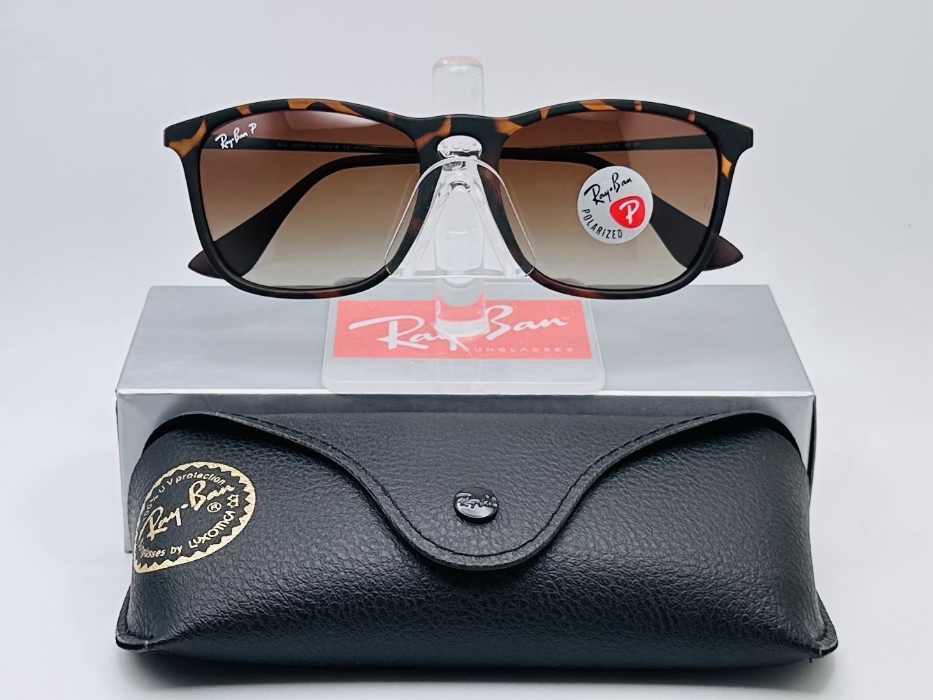Ray-Ban RB4187 Chris 54mm Polarized Sunglasses – Tortoise/ Brown Gradient Lens