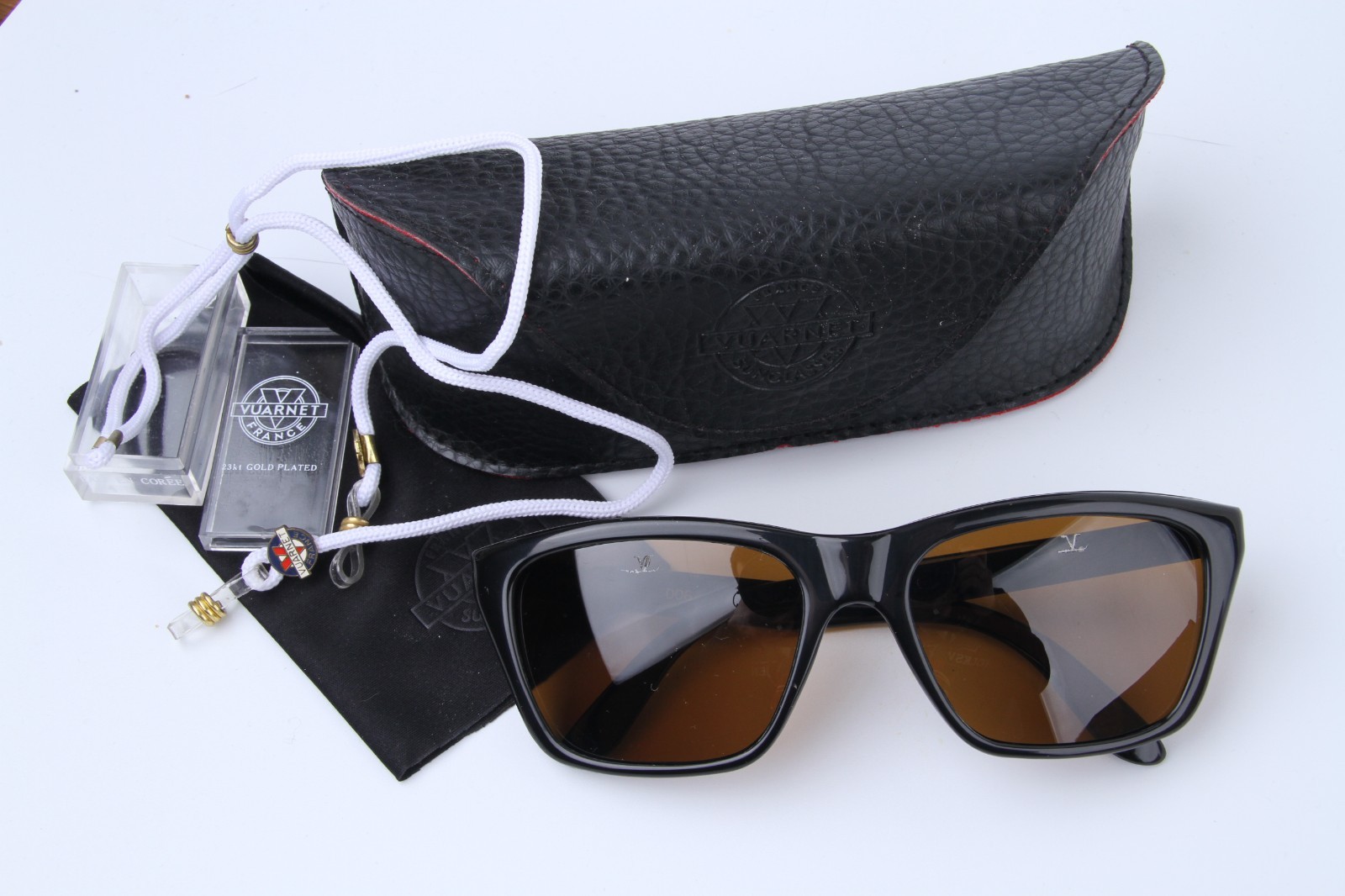 Vintage Vuarnet 006 Large Black Sunglasses PX2000 Mineral Light Brown