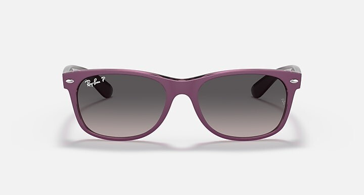 Ray Ban New Wayfarer RB2132 6606M3 58-18 Matte Transparent Violet Grey Polarized
