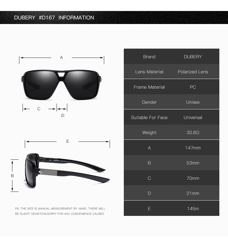 DUBERY Mens Polarized Sunglasses Outdoor Sports Driving Fishing Shades Glasses