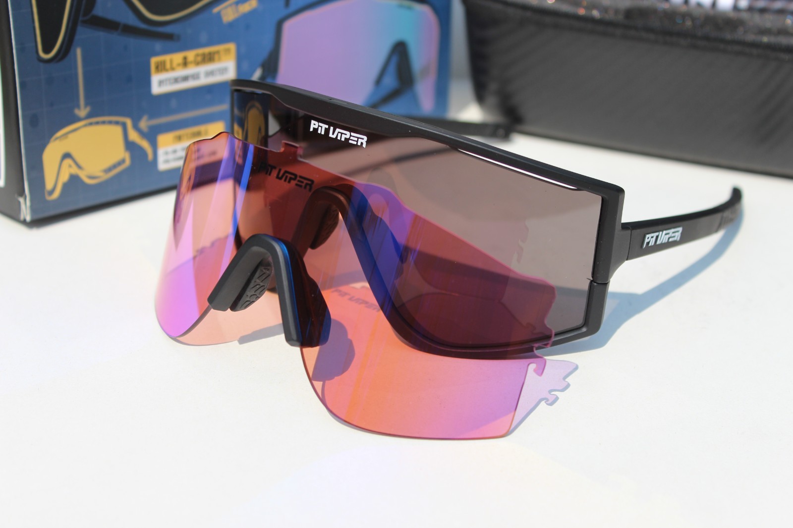 PIT VIPER The Standard Try-Hard Sunglasses Black/Smoke Interchange NEW RARE