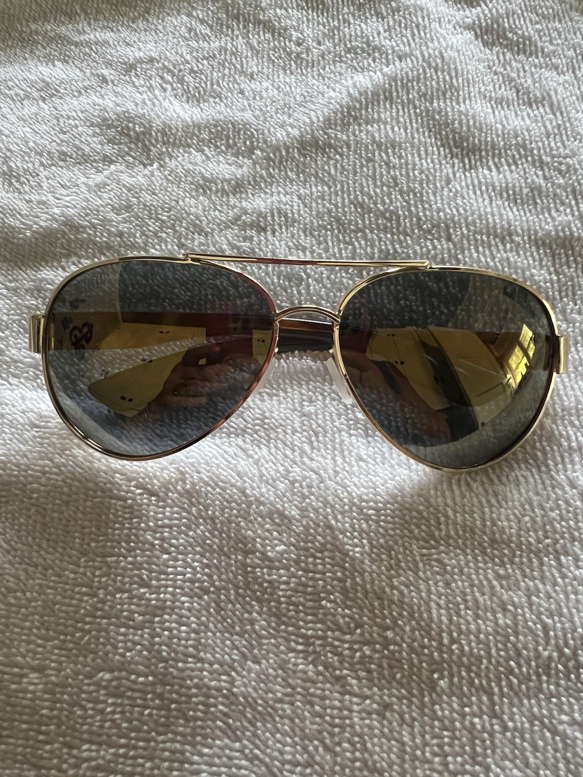 Women’s Aviator Sunglasses Gold Metal Frame Gray Tinted Lenses Tortoise Temples