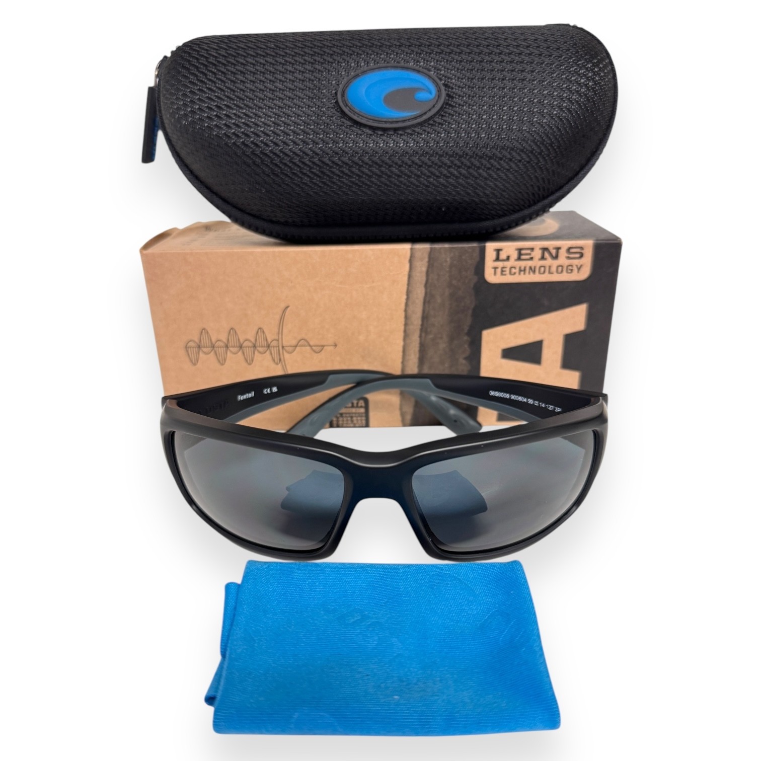Costa Del Mar Fantail Sunglasses Matte Black Gray Polarized Plastic Lens w/case