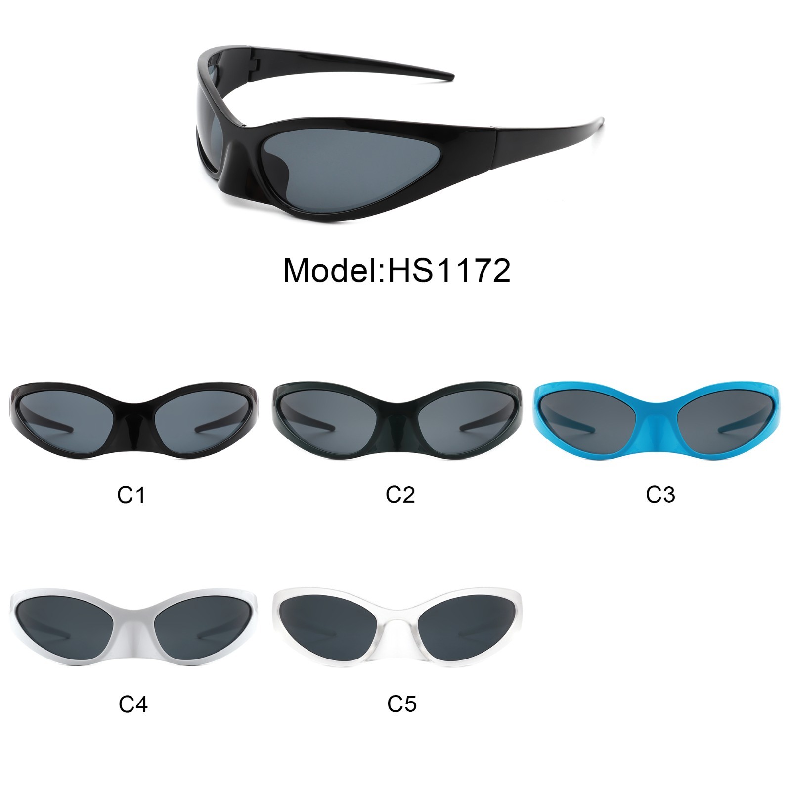 Wraparound Oval Sunglasses Unisex Retro Irregular Futuristic UV400 Shades