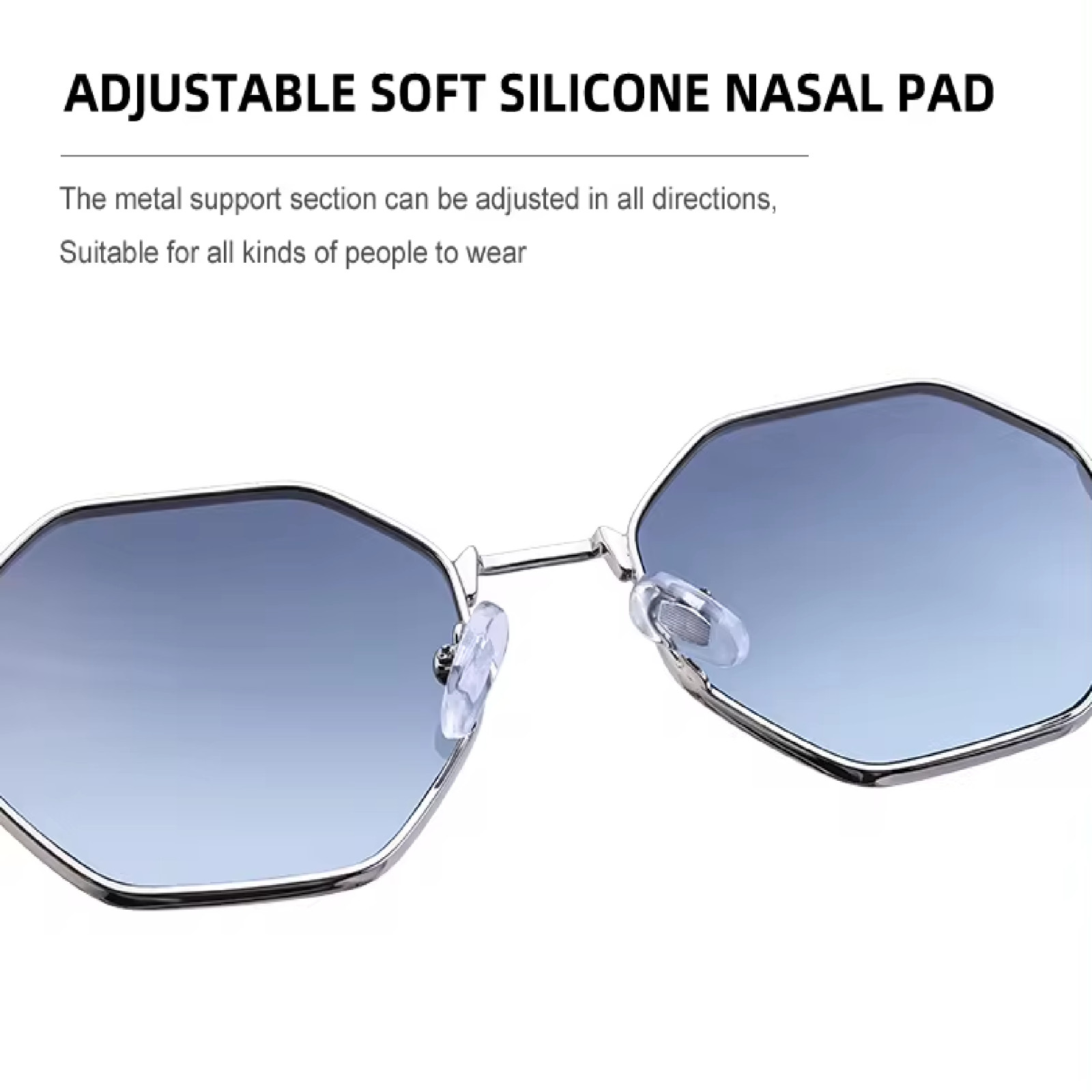 Sunglasses Men Women “Poppy” Metal Frame Octagon Shape Gradient UV400 Polarized