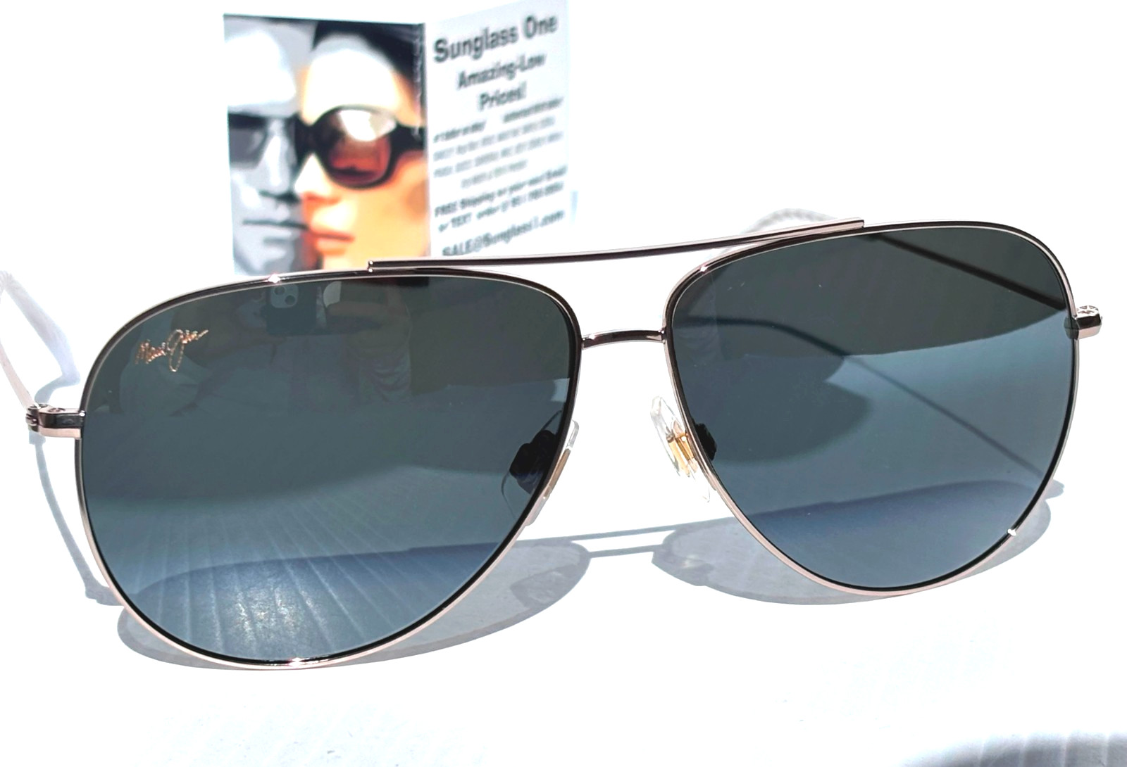Maui Jim HAUOLI XL 62mm Shiny Gold POLARIZED Crystal Grey Lens Sunglass 674-16A