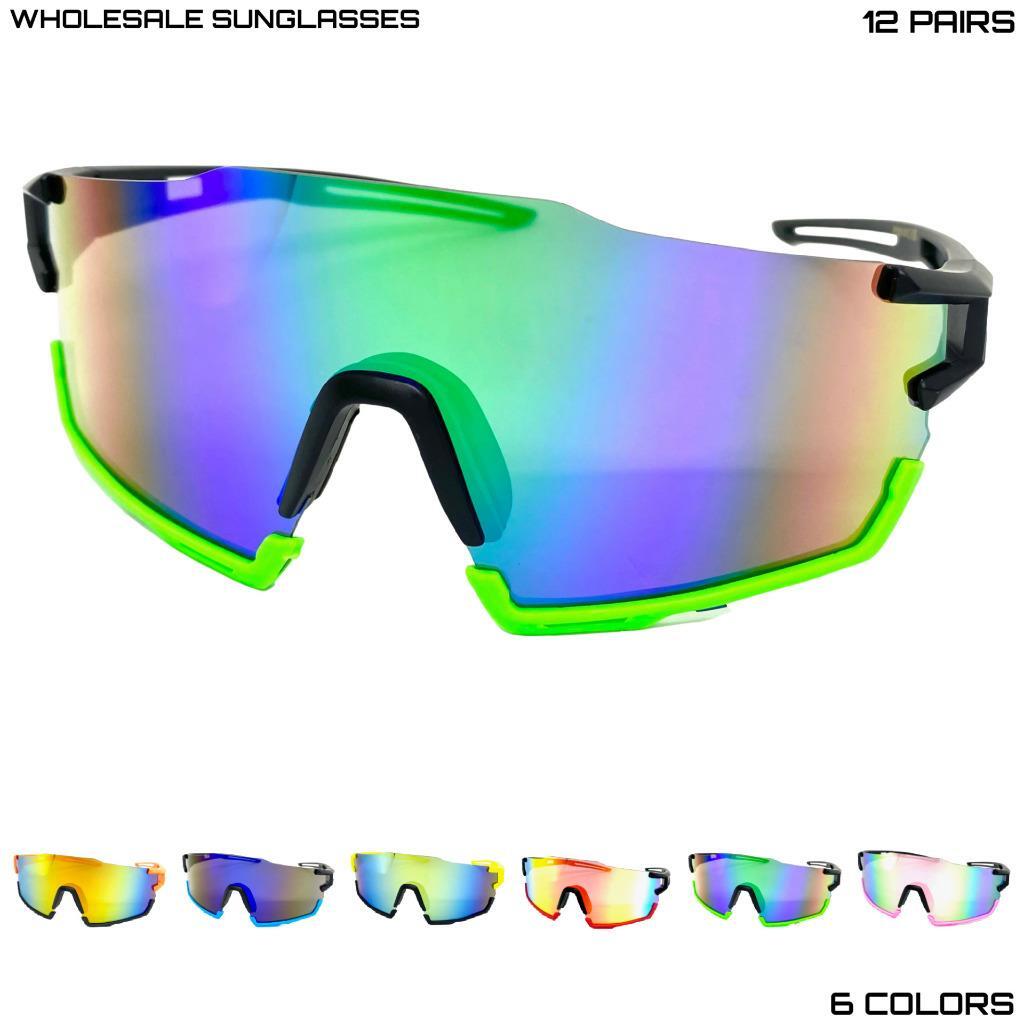WHOLESALE LOT Oversized Retro Sports Wrap Cycling Running SUN GLASSES 12 Pairs