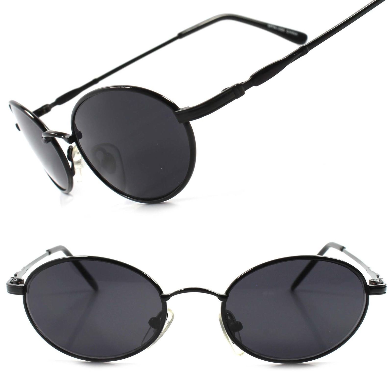 Old Fashion 80s 90s Mens Womens Black Indie Vintage Style Round Oval Sunglasses
