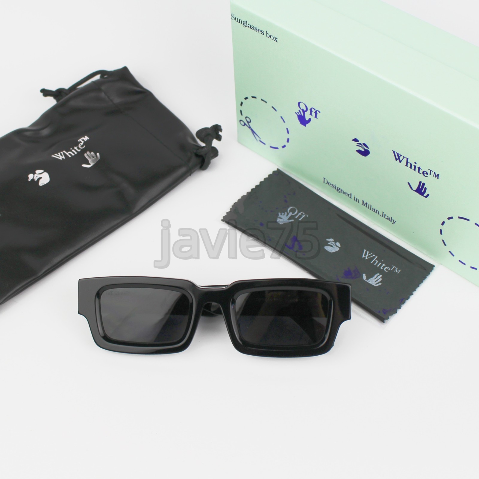 Off-White Lecce OERI089 Unisex Sunglasses Black/Gray 50-24 145 New With Case