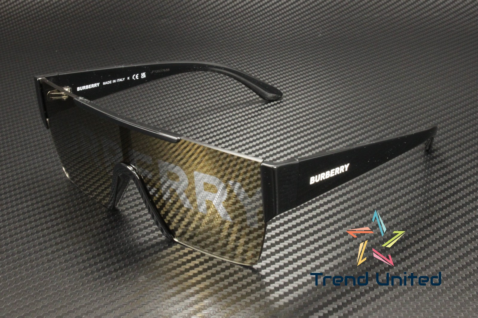 BURBERRY BE4291 3001 G Black Grey Tamp Bur Silver Gold 38 mm Men’s Sunglasses
