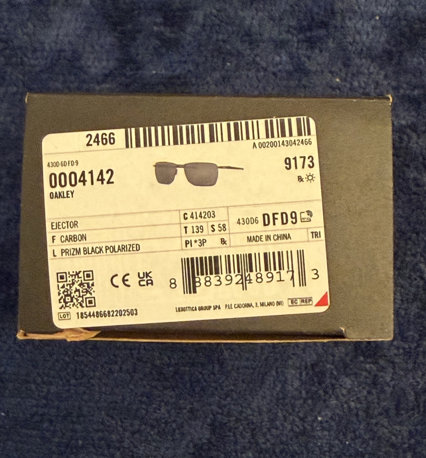 Oakley Sunglasses Ejector OO4142-0358 Carbon Metal Frame / PRIZM Black POLARIZED