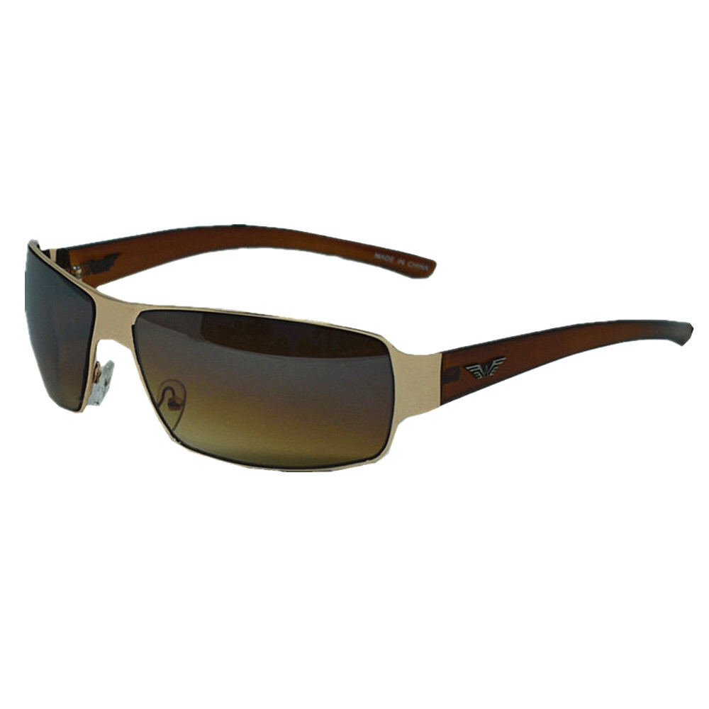 Mens Rectangular Wrap Fashion Retro Vintage Sport Sunglasses Eagle Brown Eyewear