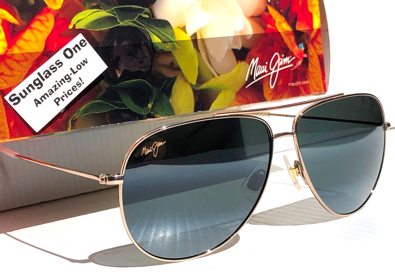 Maui Jim HAUOLI XL 62mm Shiny Gold POLARIZED Crystal Grey Lens Sunglass 674-16A