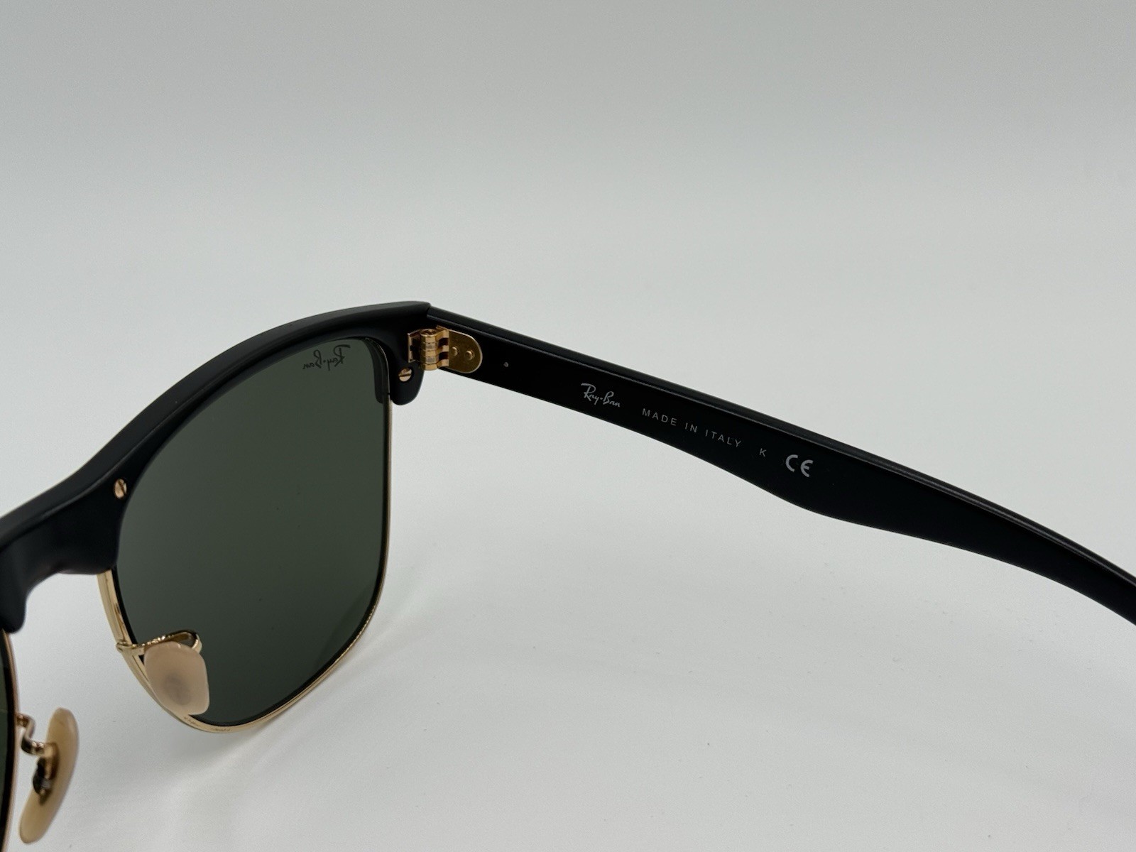 Ray Ban RB4175 877 CLUBMASTER OVERSIZED Black; Green Classic G15 AUTHENTIC ITALY