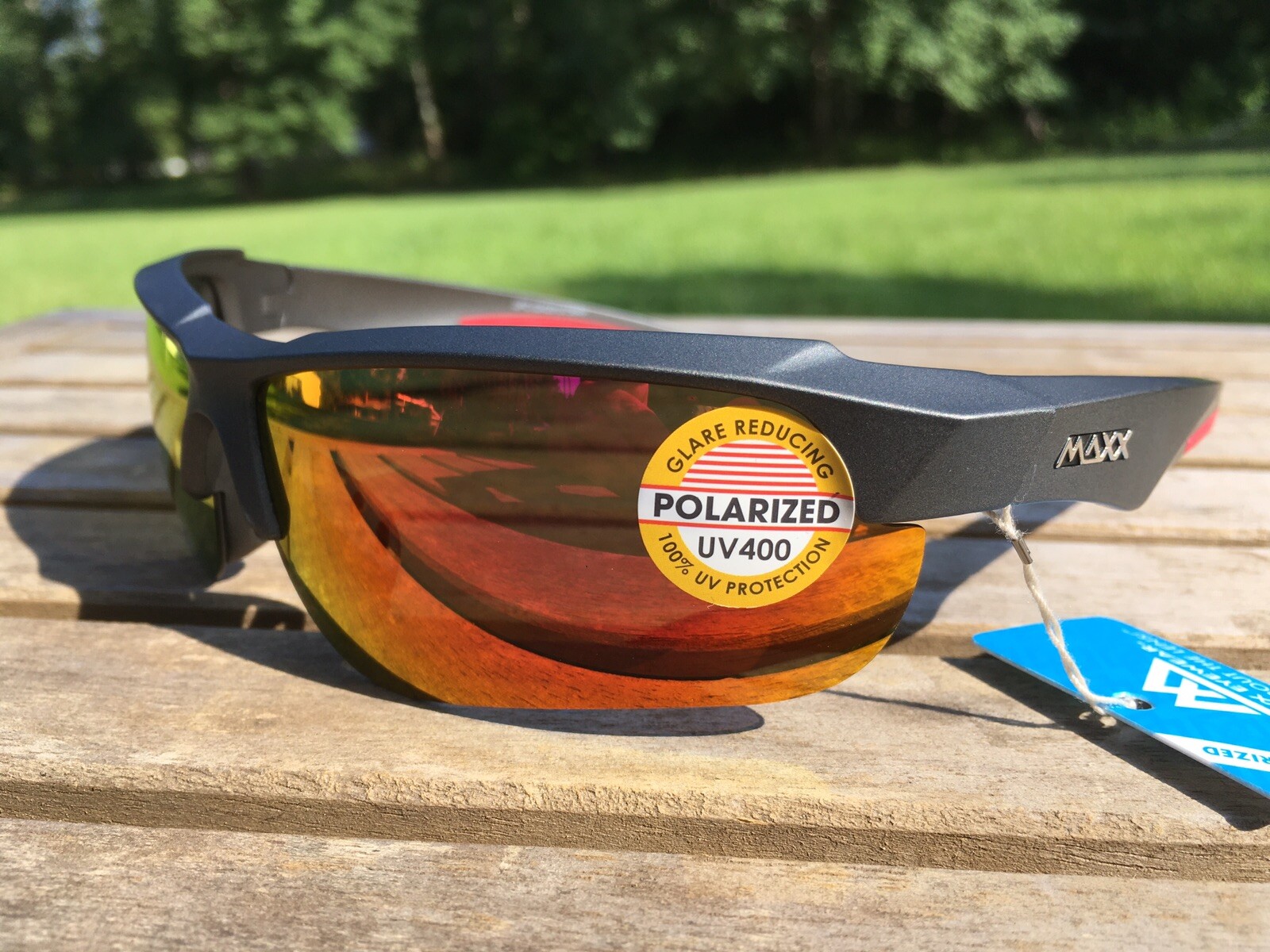 Maxx 8 HD Sunglasses Polarized Matte Gunmetal Mirrored Red Smoke lens 57584