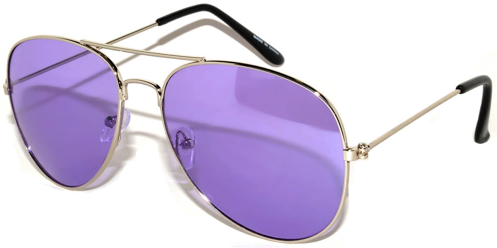 PURPLE LENS AVIATOR STYLE SILVER METAL FRAME WOMEN MEN SUNGLASSES 90 SHADES UVB