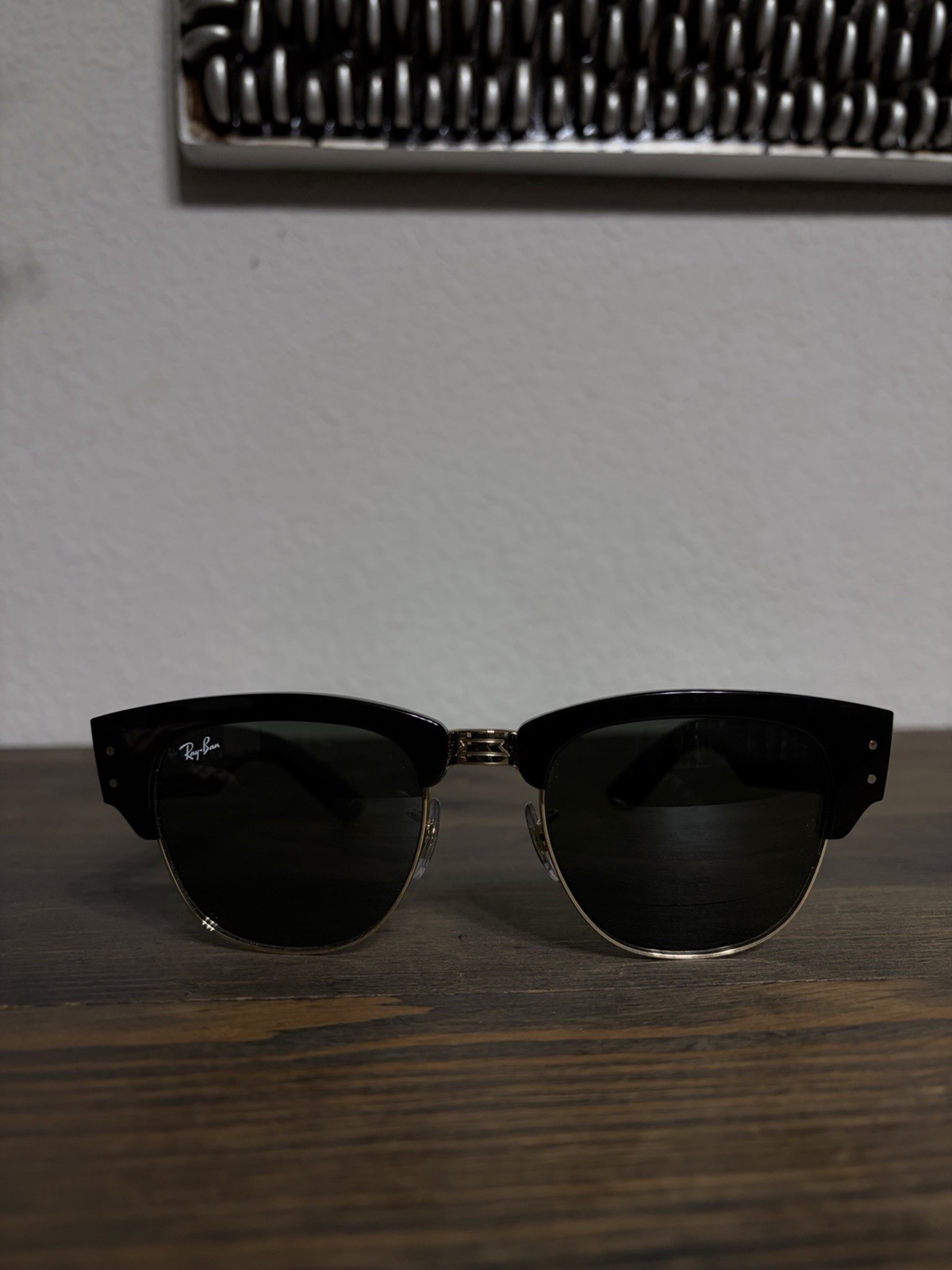 Ray-Ban Men’s Browline Sunglasses Black Plastic/Metal Frame Green Tinted Glass