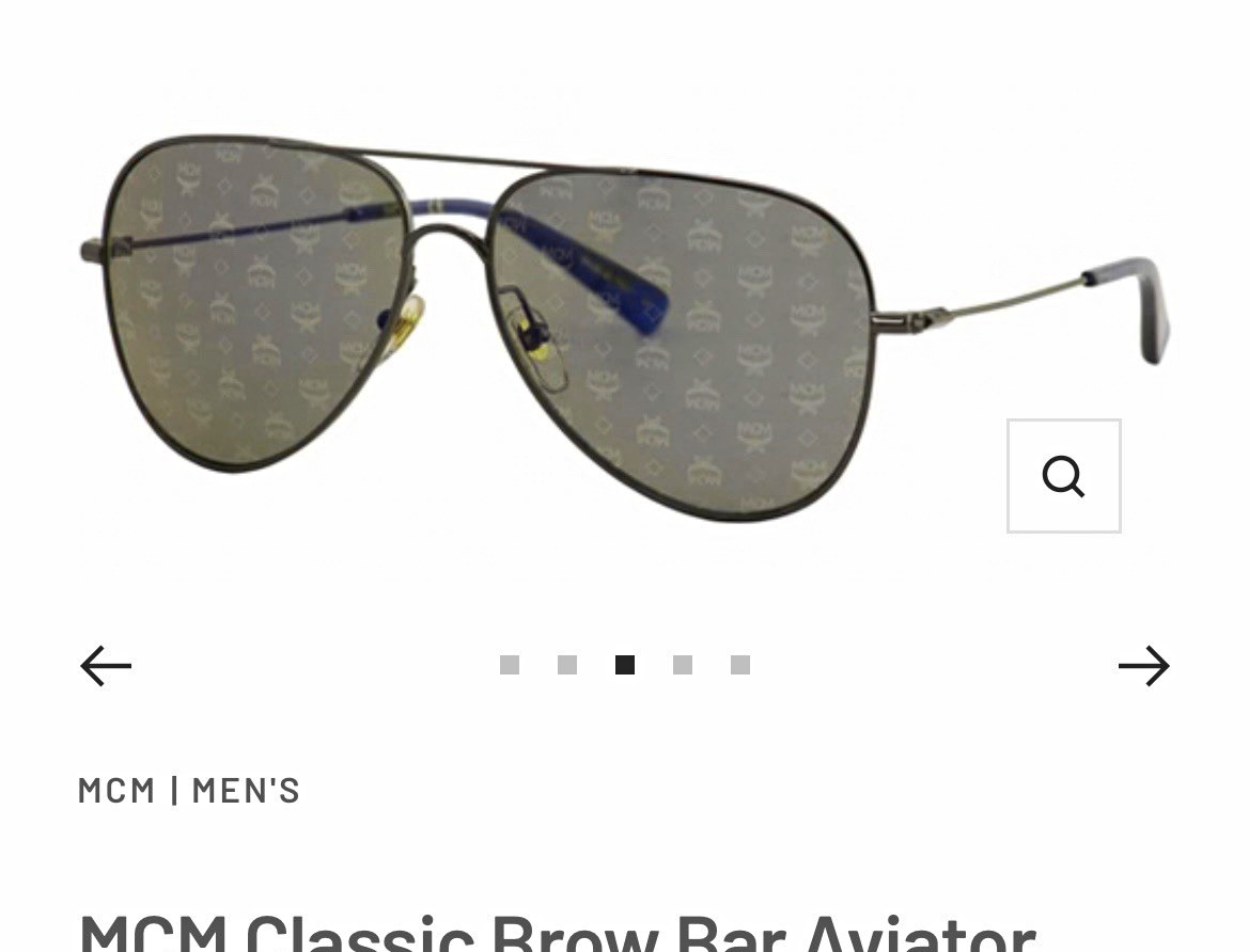 MCM Classic Brow Bar Aviator Sunglasses in Gunmetal with Gray Monogram lens