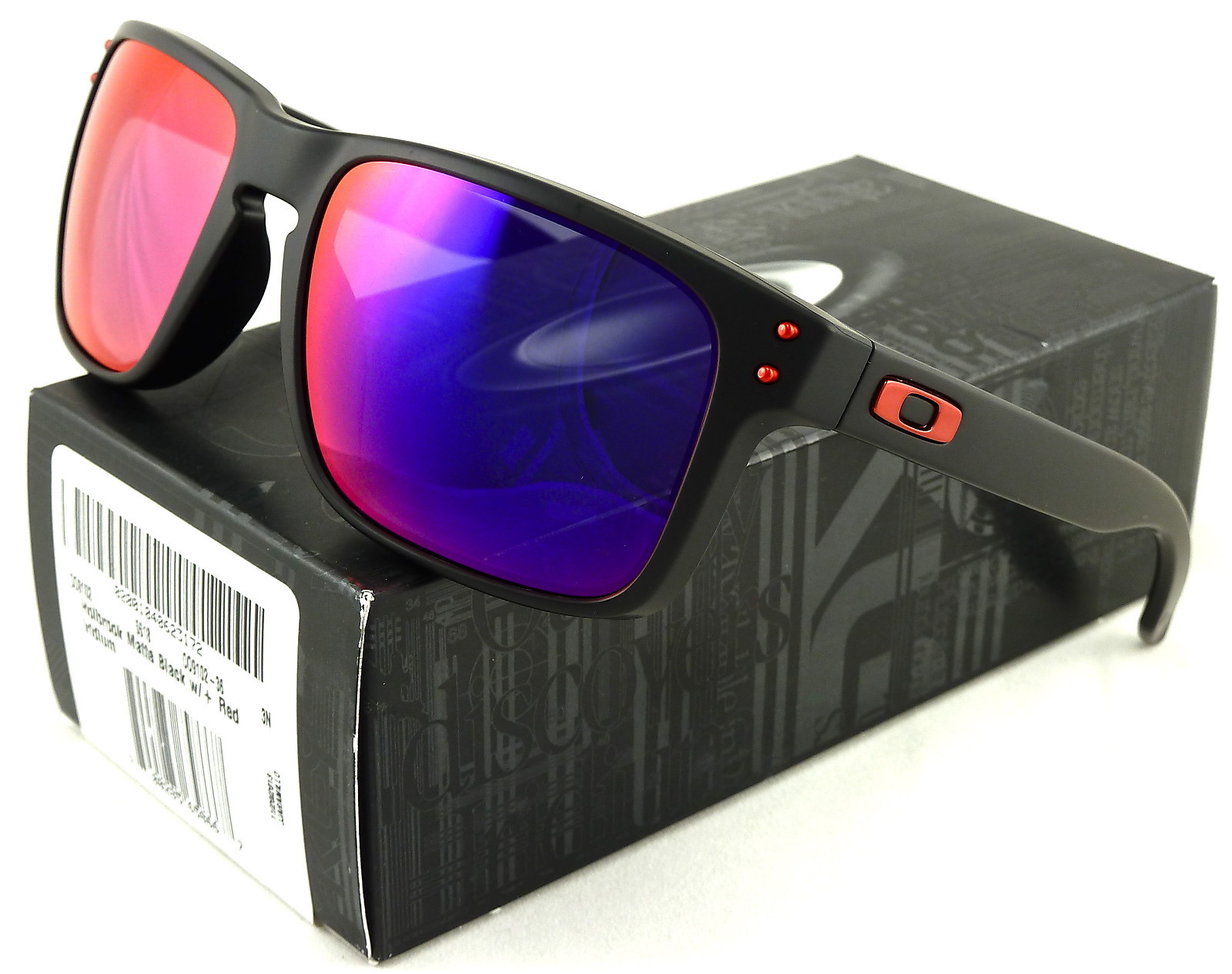 NEW Oakley Holbrook Sunglasses Matte Black l + Red Iridium OO9102-36