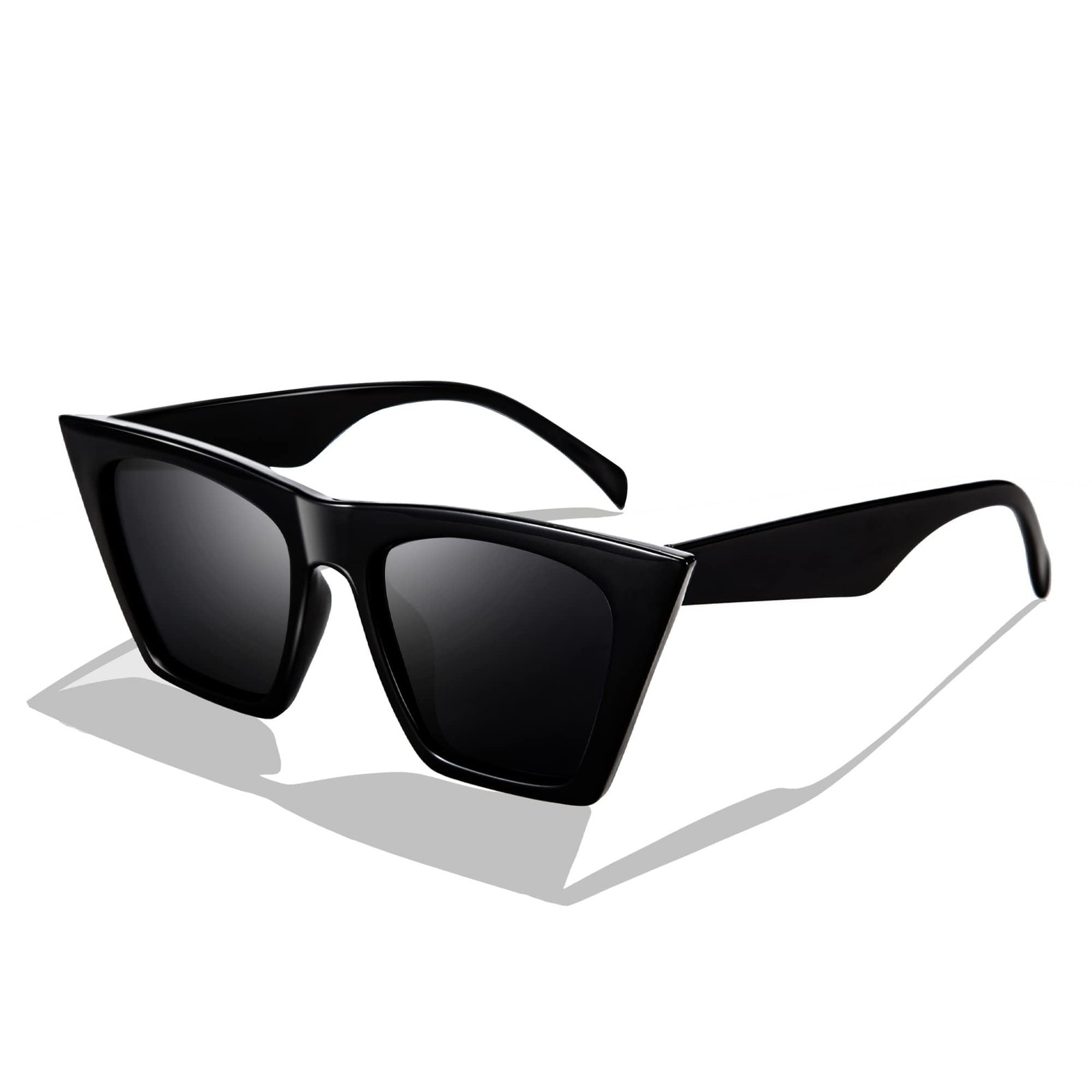 FEISEDY Vintage Square Cat Eye Sunglasses Women Trendy Cateye 52, Black