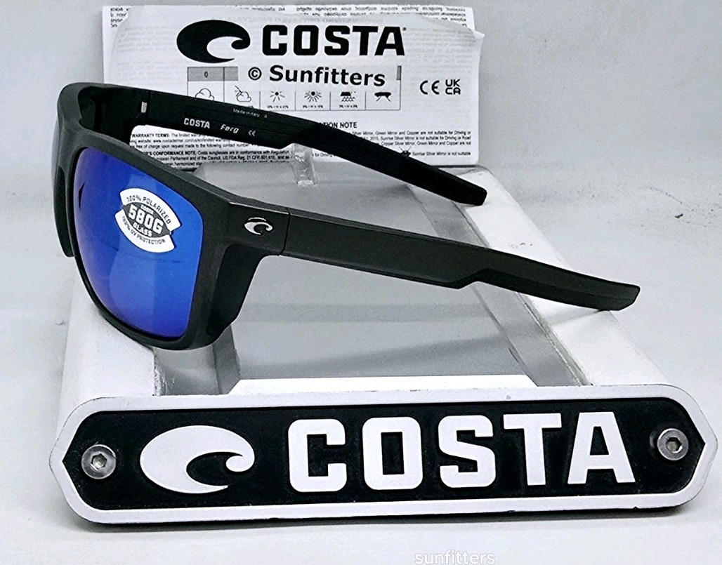 COSTA DEL MAR steel gray metallic/blue mirror FERG polarized 580G sunglasses NEW
