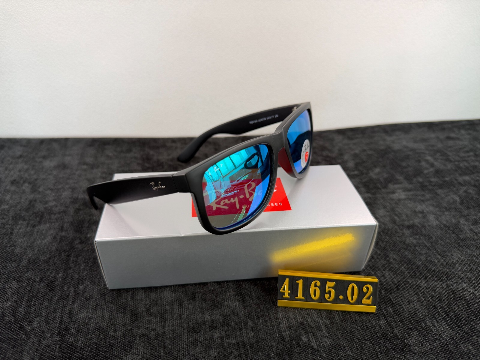 Ray-Ban RB4165 Sunglasses Matte Black Frame Polarized Blue Lens