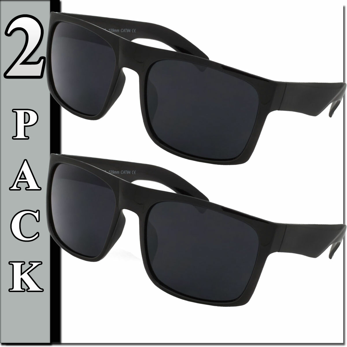 MENS SUNGLASS SUPER DARK OG GANGSTER STYLE LOC BLACK 2 PAIRS BIKER STYLE SUNGLAS