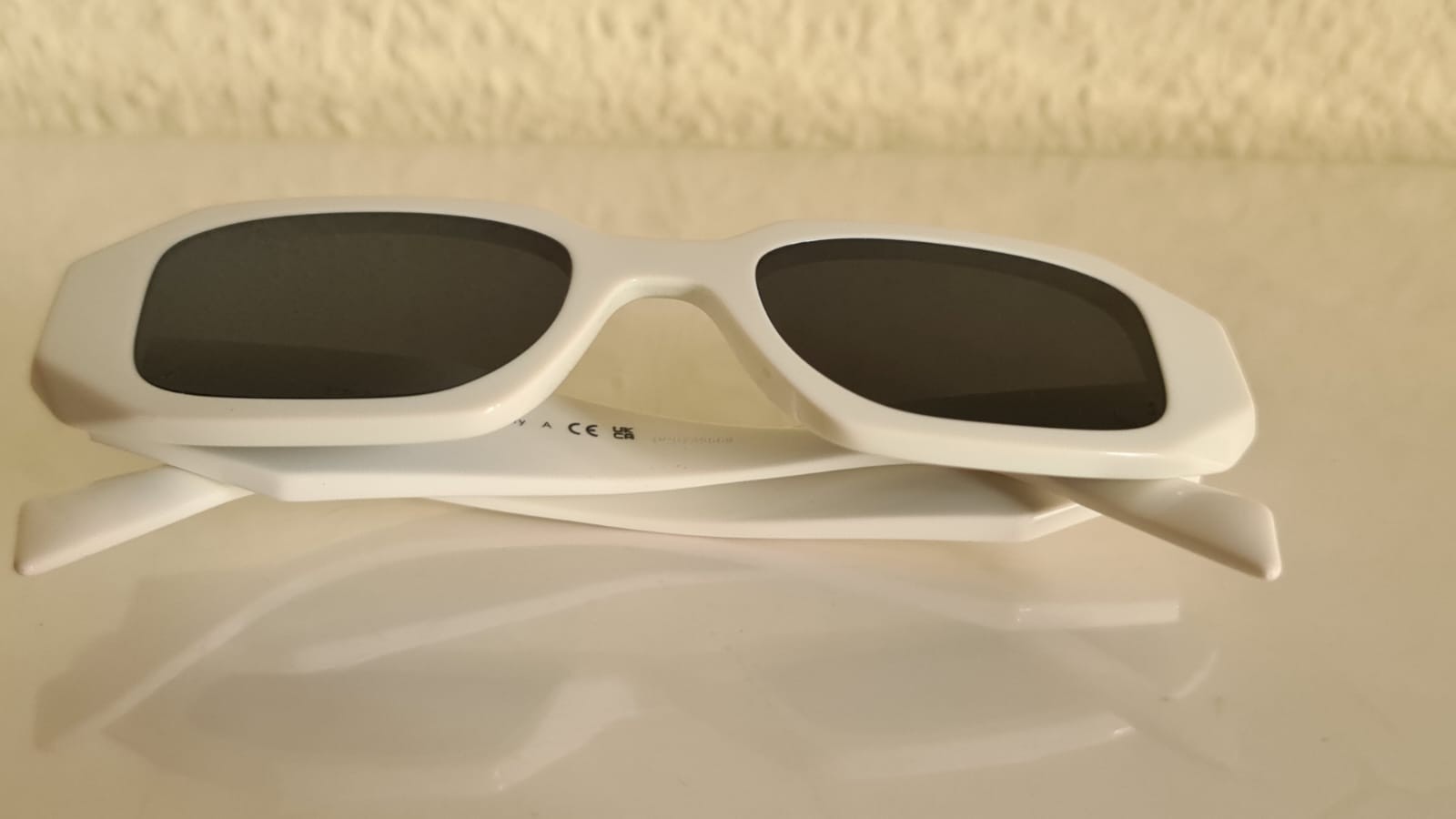 Prada Symbole SPR17W White Acetate Sunglasses Oversized Grey Lenses 49-20-145